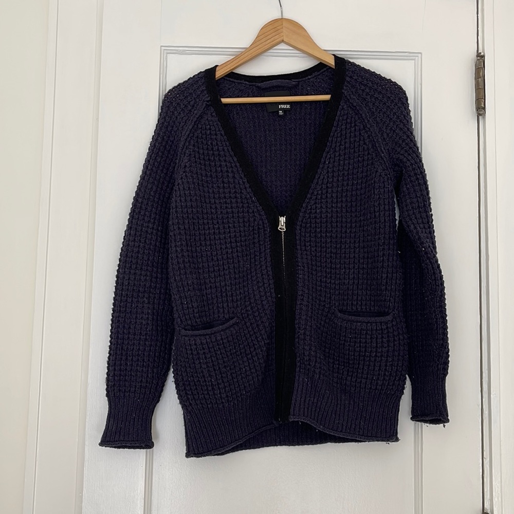 Wilfred Free Knit Waffle Zip Cardigan